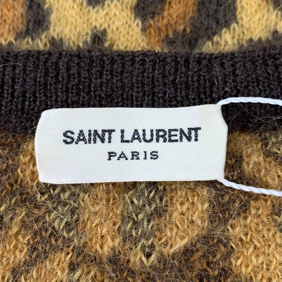 H14321 Saint Laurent slp Saint Laurent Brown Leopard Wool Round Neck Long Sleeve - Picture 5 of 7